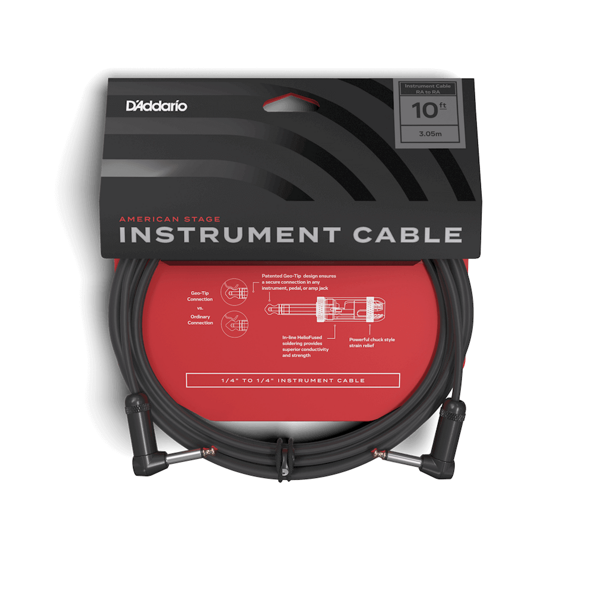 DADDARIO PLANET WAVES AMERICAN STAGE RIGHT ANGLE/RIGHT ANGLE INSTRUMENT CABLE 3M - Joondalup Music Centre