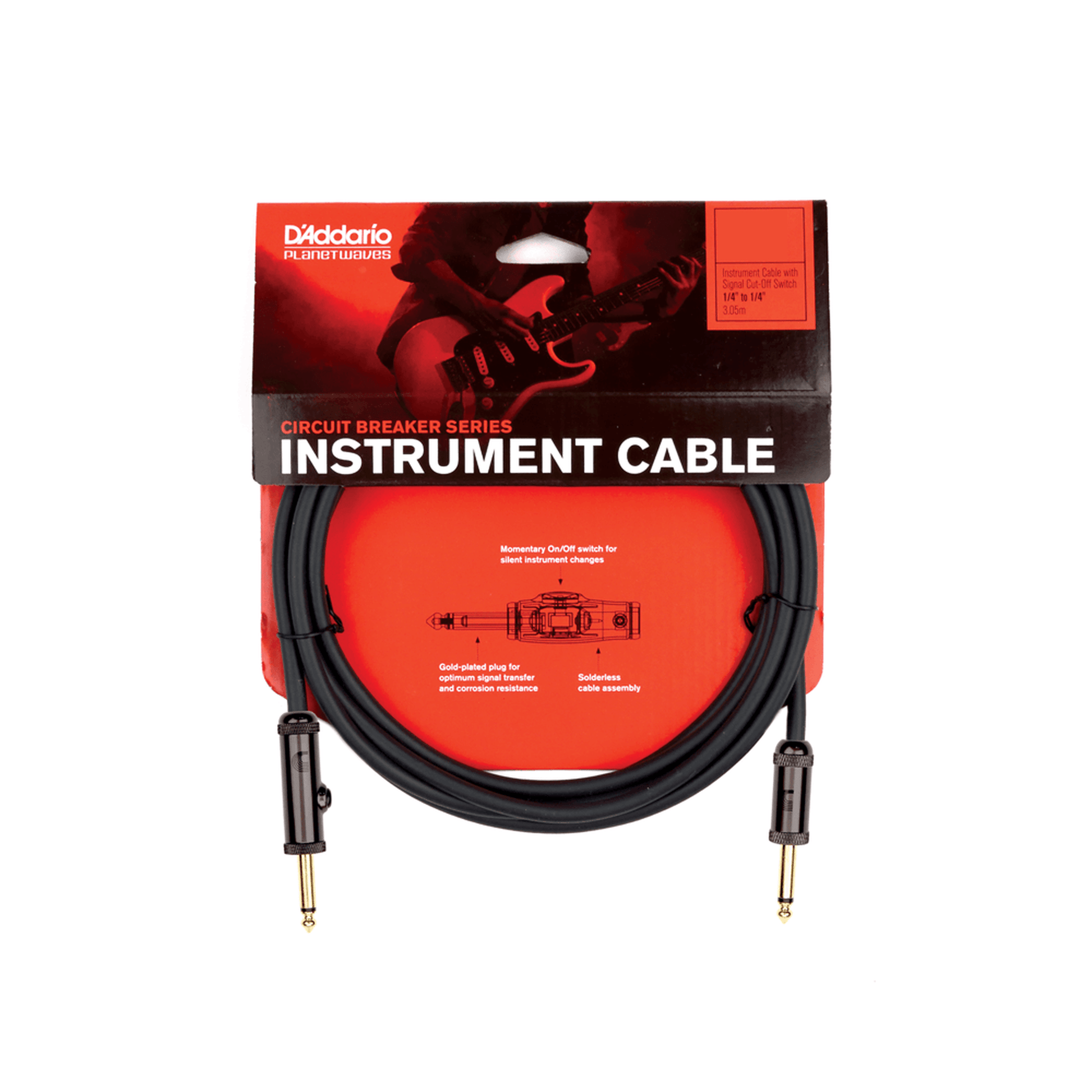 DADDARIO PLANET WAVES CIRCUIT BREAKER INSTRUMENT CABLE 3M - Joondalup Music Centre