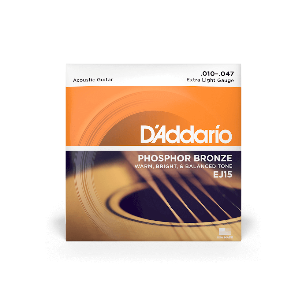 DADDARIO EJ15 PHOSPHOR BRONZE ACOUSTIC GUITAR STRINGS - 10-47 - Joondalup Music Centre