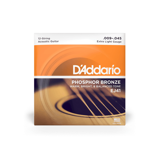 DADDARIO EJ41 12 STRING PHOSPHOR BRONZE ACOUSTIC GUITAR STRINGS - 9-45 - Joondalup Music Centre