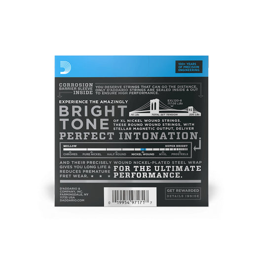 DAddario EXL120-8 Super Light 8-String Electric Guitar Strings - 9-65