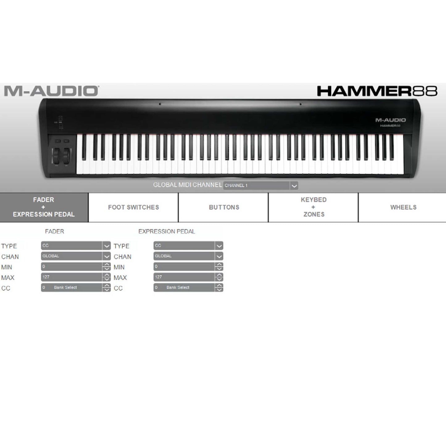 M-Audio Hammer 88 Note Fully Weighted MIDI Controller