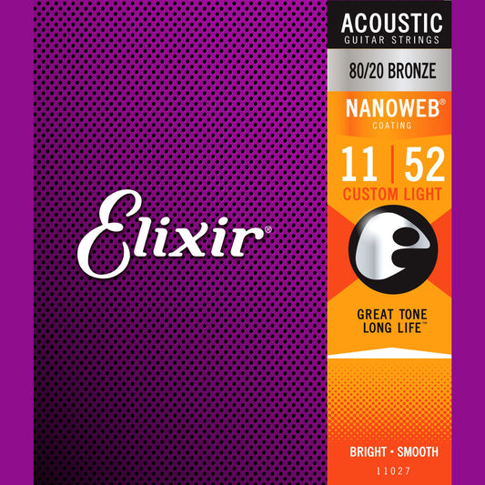 Elixir Nanoweb 80/20 Acoustic Guitar Strings - 11-52 - Joondalup Music Centre