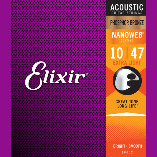 Elixir Nanoweb Phosphor Bronze Acoustic Guitar Strings - 10-47 - Joondalup Music Centre