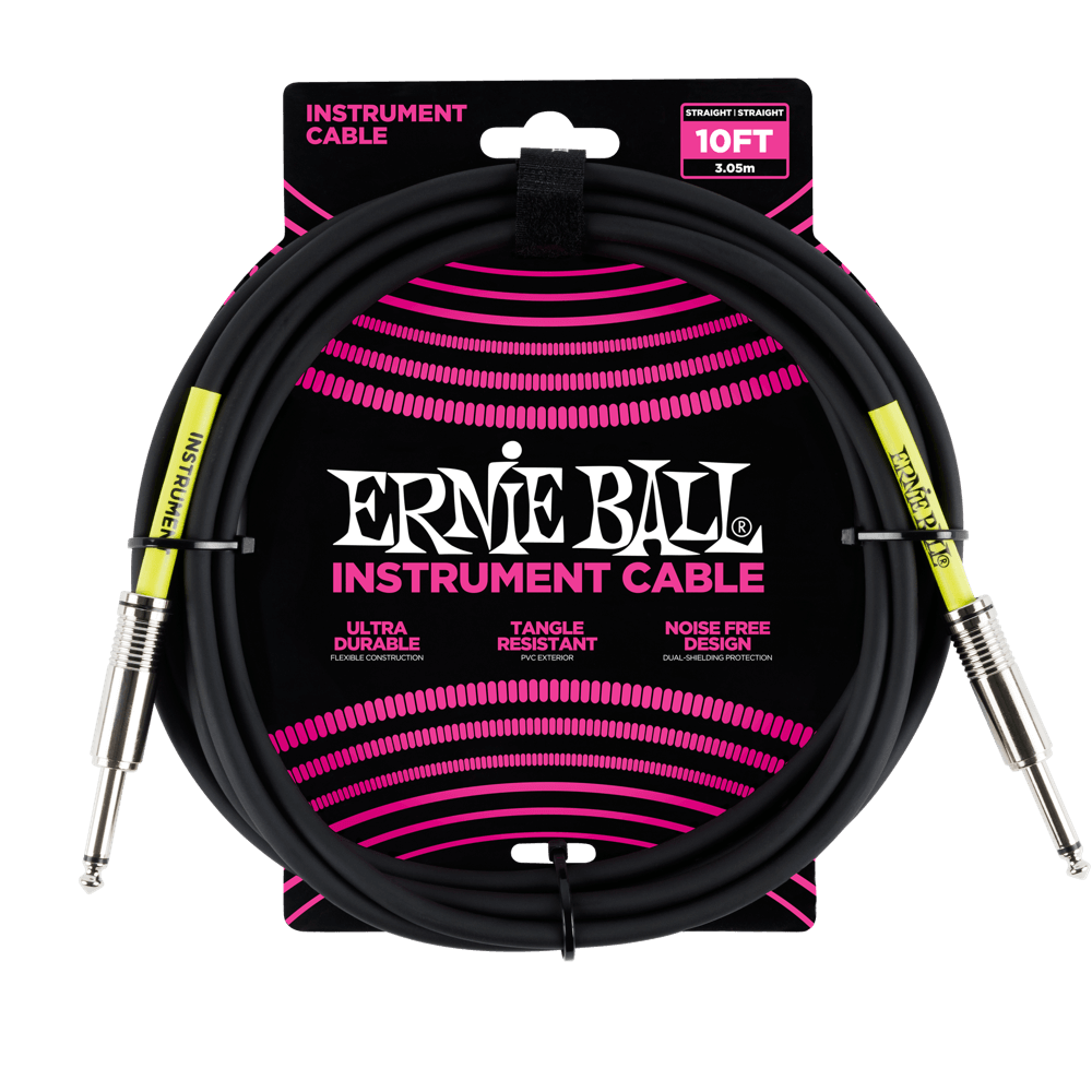 ERNIE BALL INSTRUMENT CABLE 10FT - BLACK - Joondalup Music Centre