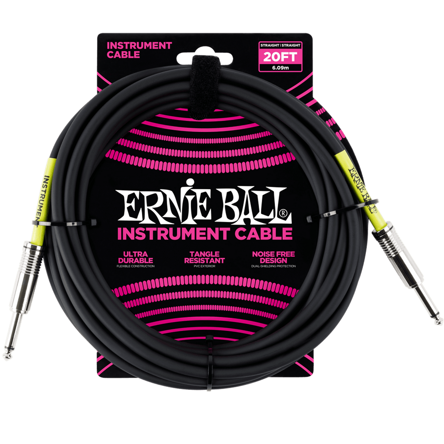 ERNIE BALL INSTRUMENT CABLE 6M - BLACK - Joondalup Music Centre