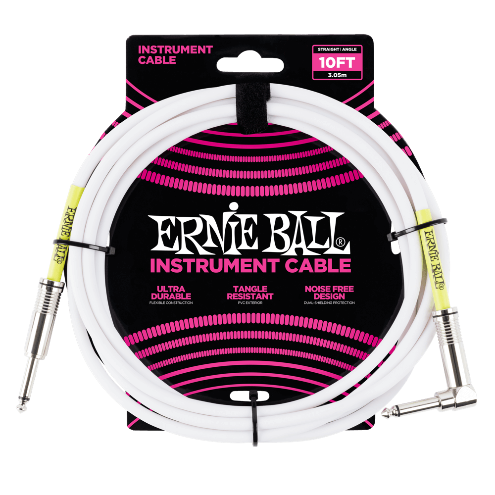 Ernie Ball Instrument Cable - 10ft - White - Joondalup Music Centre