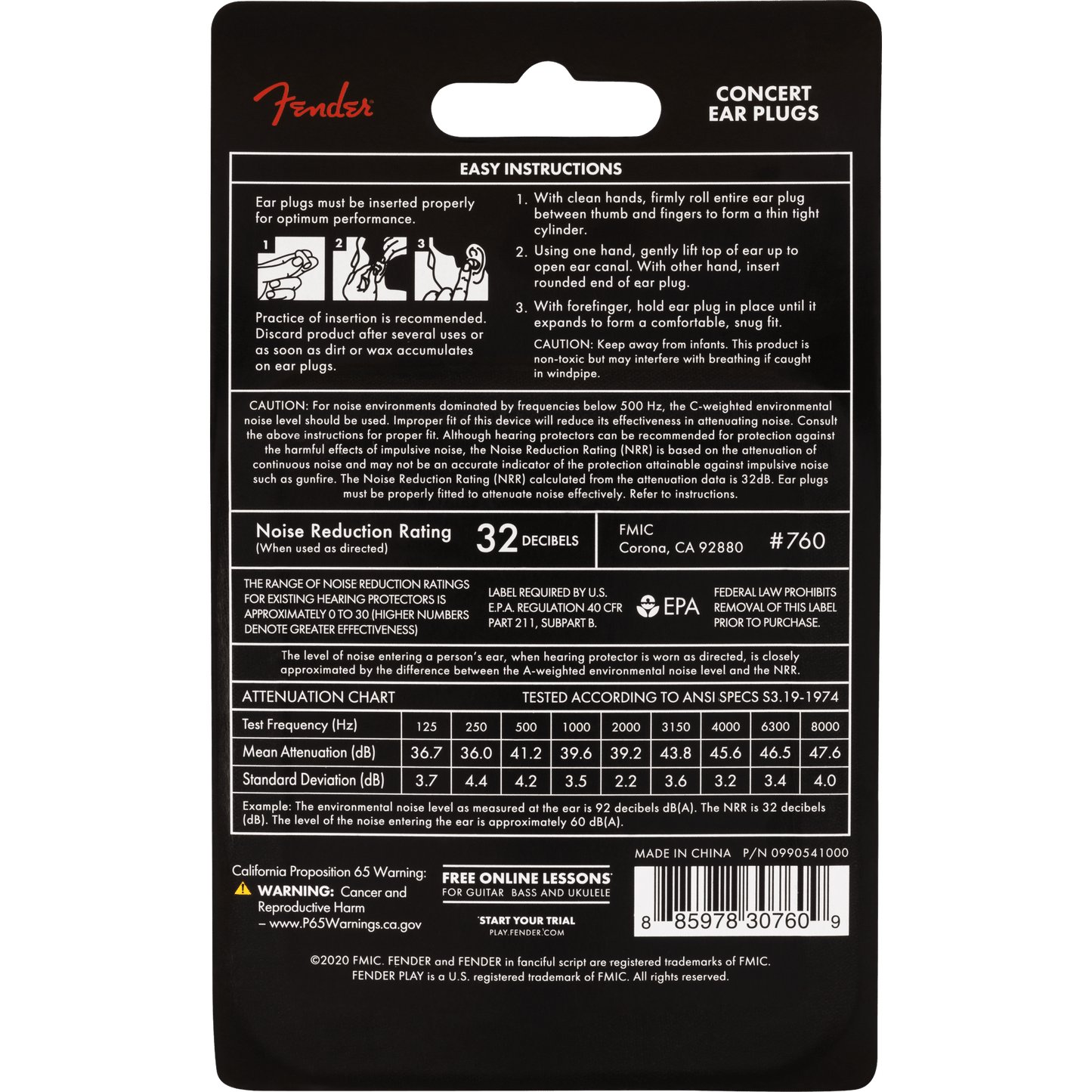 Fender Hearing Protection - Concert 10 Pair - Daphne Blue - Joondalup Music Centre