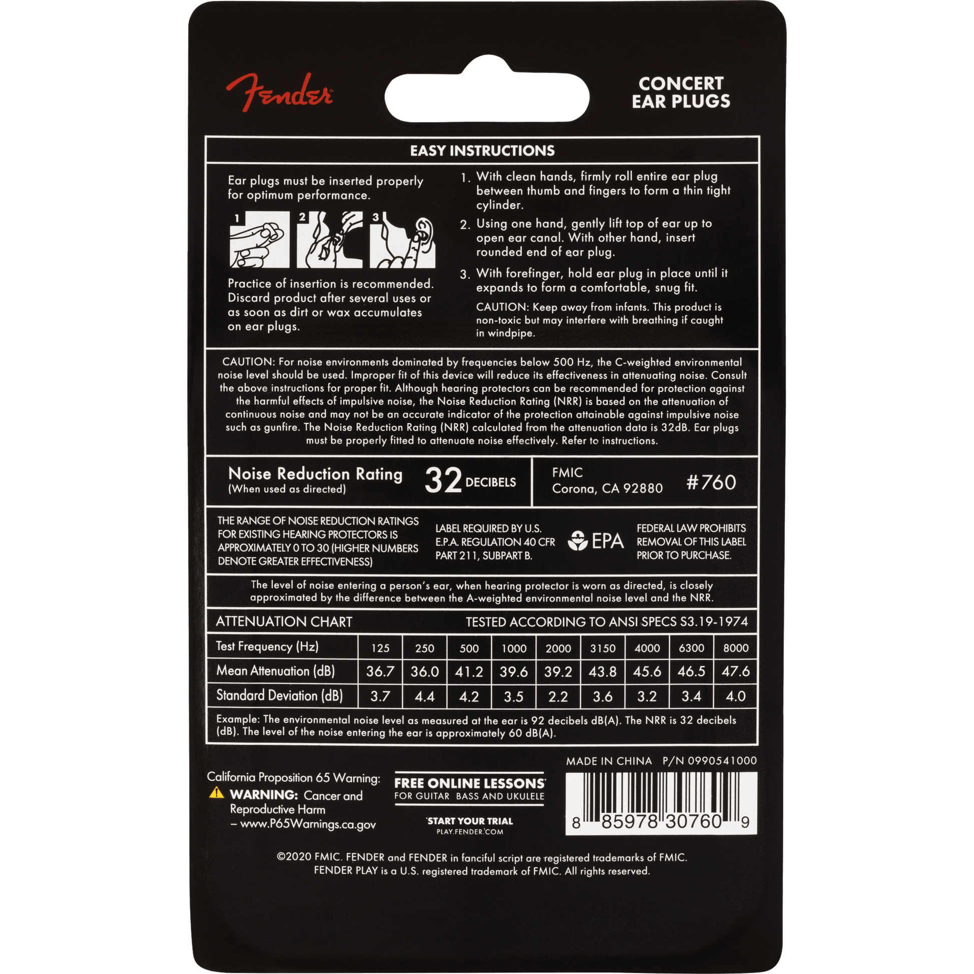 Fender Hearing Protection - Concert 10 Pair - Daphne Blue - Joondalup Music Centre