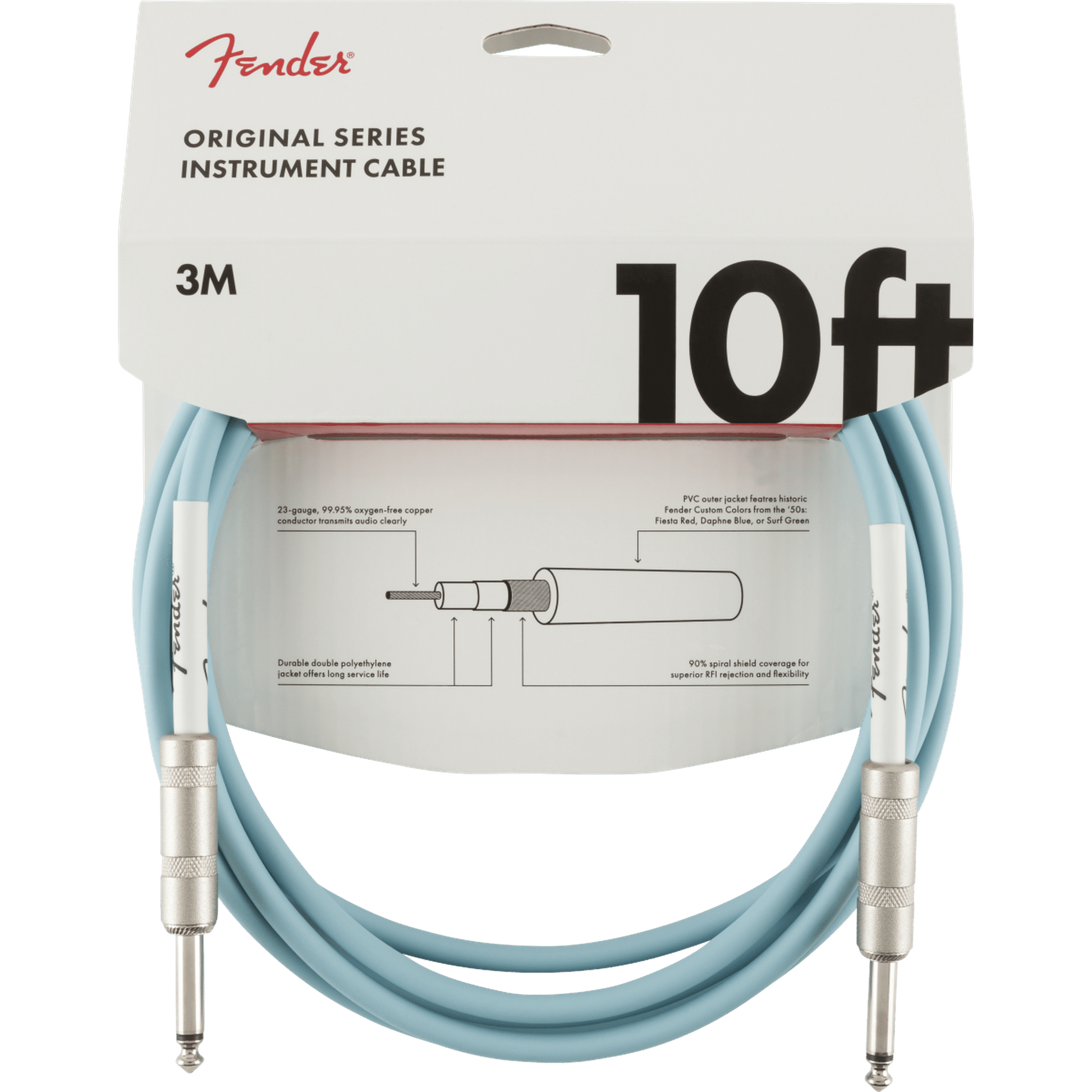 Fender Original Series Instrument Cable 3m - Daphne Blue - Joondalup Music Centre