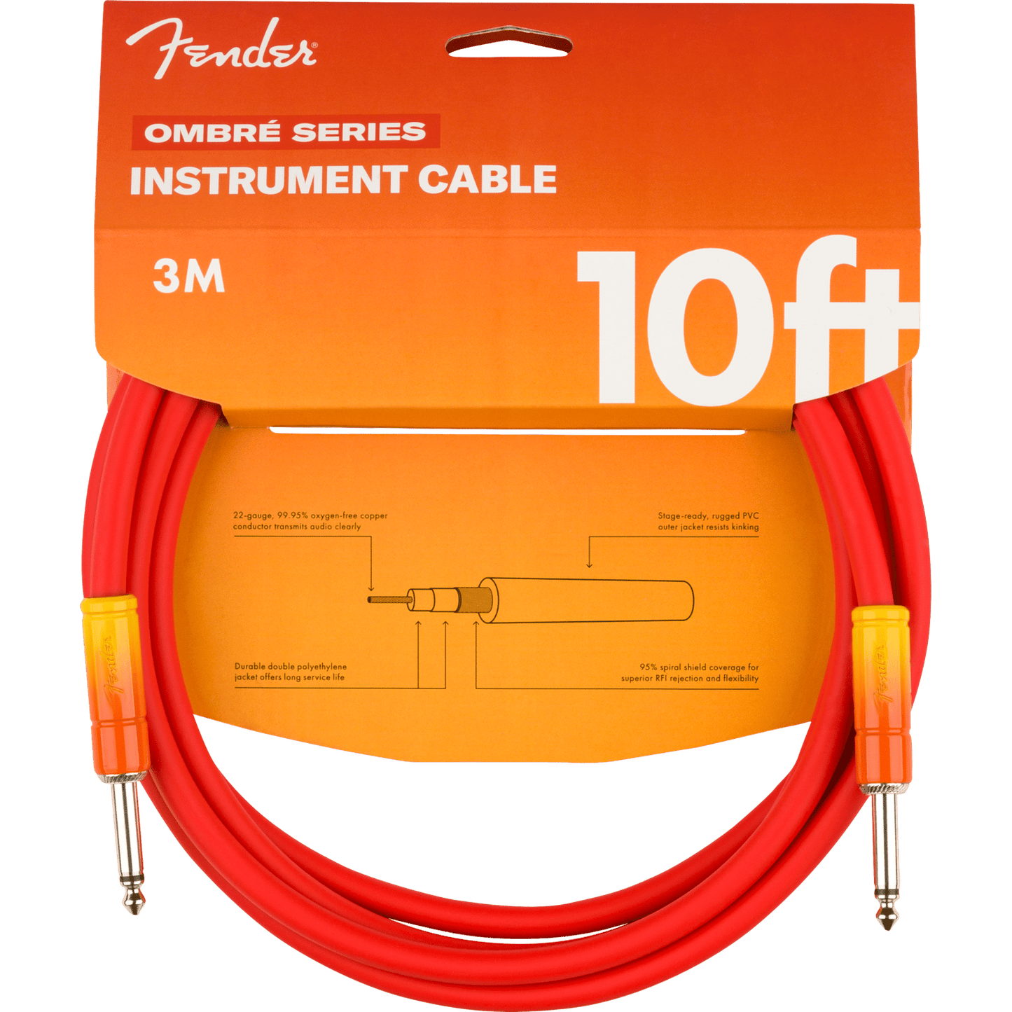 Fender Ombre Instrument Cable 10ft - Tequila Sunrise - Joondalup Music Centre