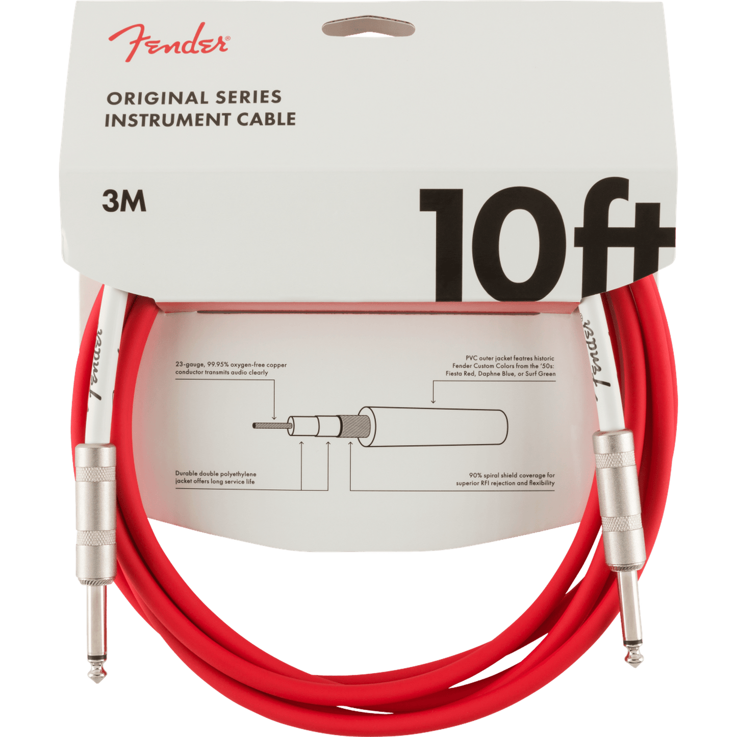 Fender Original Series Instrument Cable 3m - Fiesta Red - Joondalup Music Centre