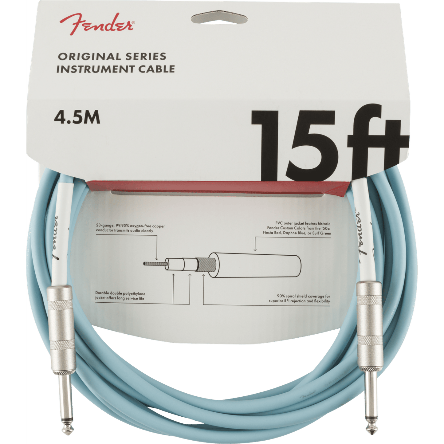 Fender Original Series Instrument Cable 15ft - Daphne Blue - Joondalup Music Centre