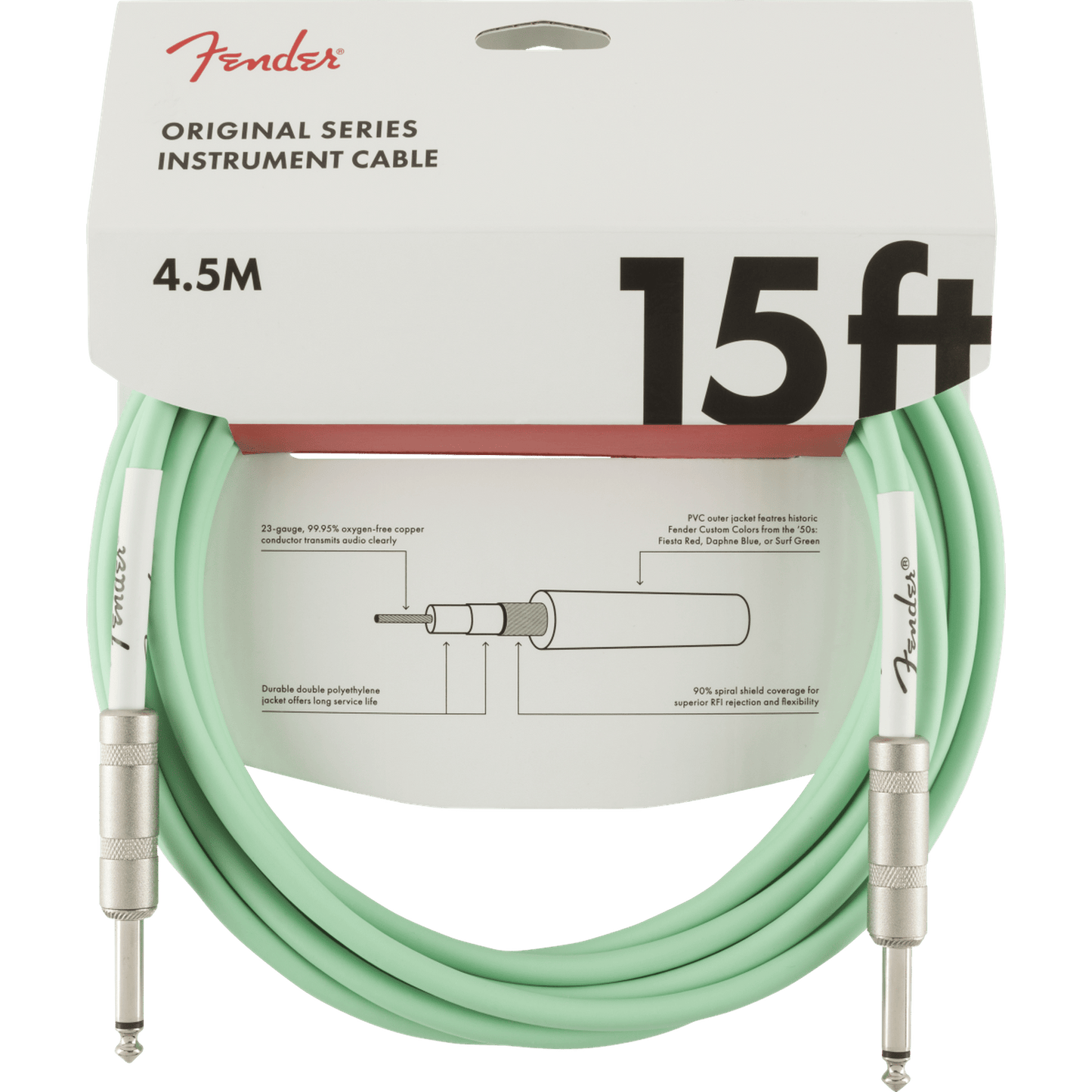 Fender Original Series Instrument Cable 18ft - Surf Green - Joondalup Music Centre