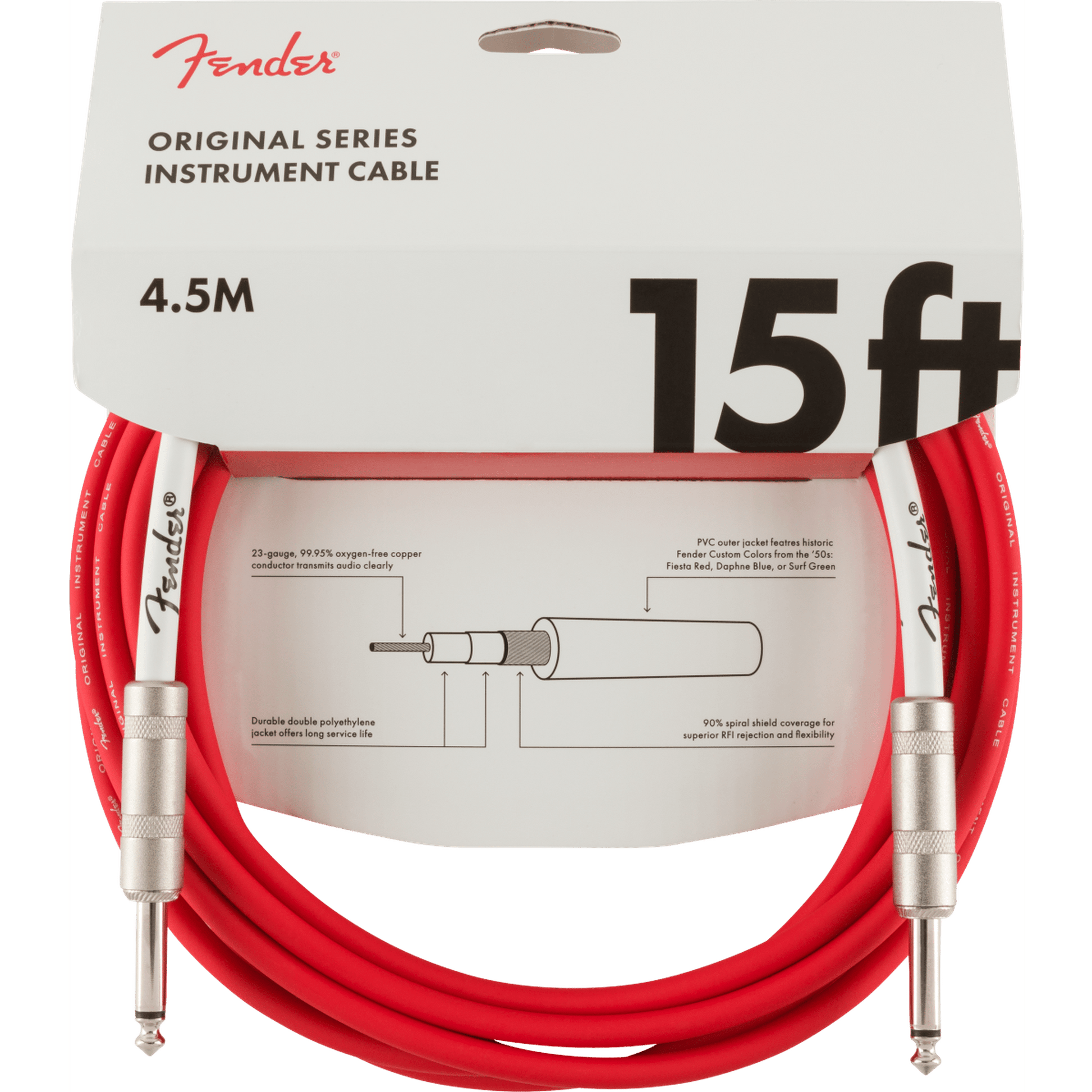 Fender Original Series Instrument Cable 15ft - Fiesta Red - Joondalup Music Centre