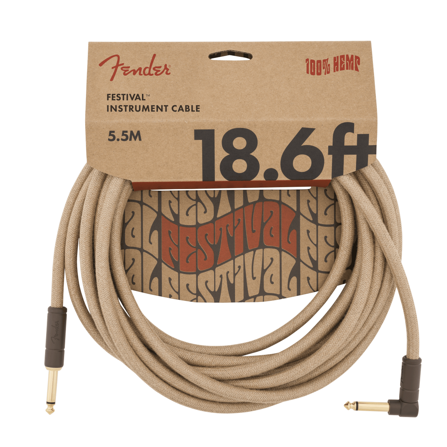 FENDER FESTIVAL RIGHT ANGLE INSTRUMENT CABLE 5.5M - NATURAL - Joondalup Music Centre