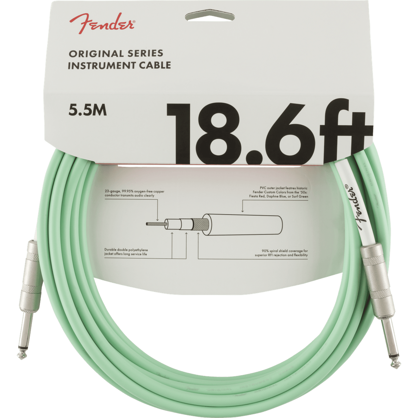 Fender Original Series Instrument Cable 15ft - Surf Green - Joondalup Music Centre