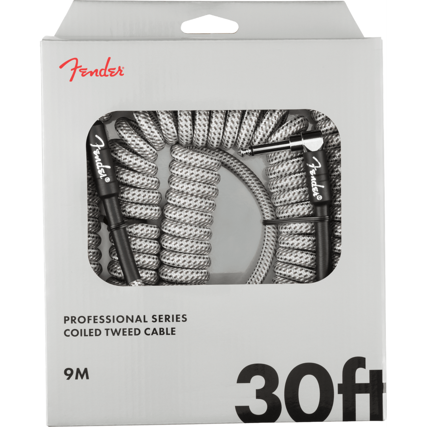 FENDER PROFESSIONAL SERIES COILED INSTRUMENT CABLE 9M - WHITE TWEED - Joondalup Music Centre