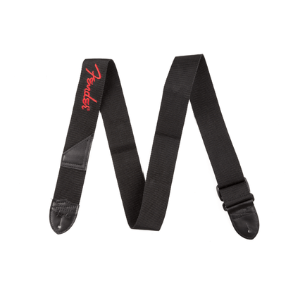 FENDER BLACK POLY STRAP RED LOGO - Joondalup Music Centre