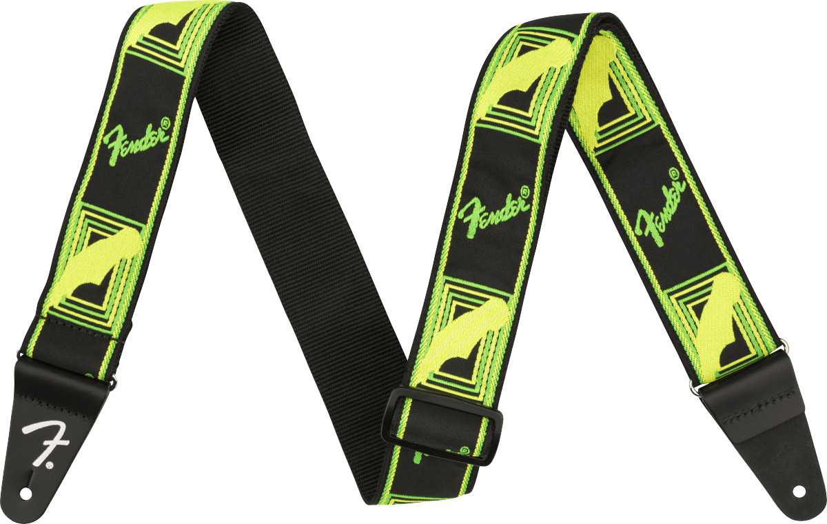 Fender Neon Monogram Strap - Green/Yellow - Joondalup Music Centre
