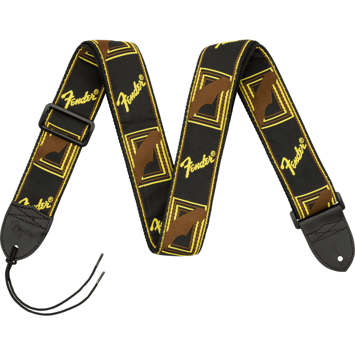 Fender Monogram Strap -Black/ Yellow/ Brown - Joondalup Music Centre