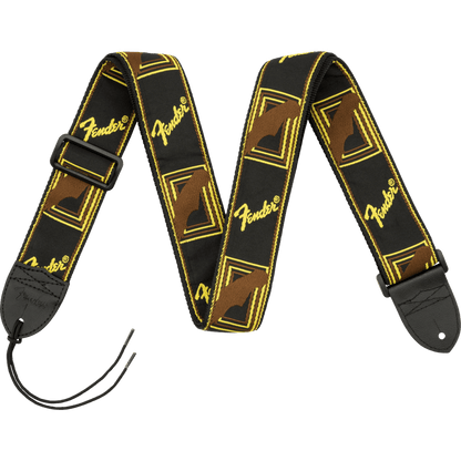 Fender Monogram Strap -Black/ Yellow/ Brown - Joondalup Music Centre