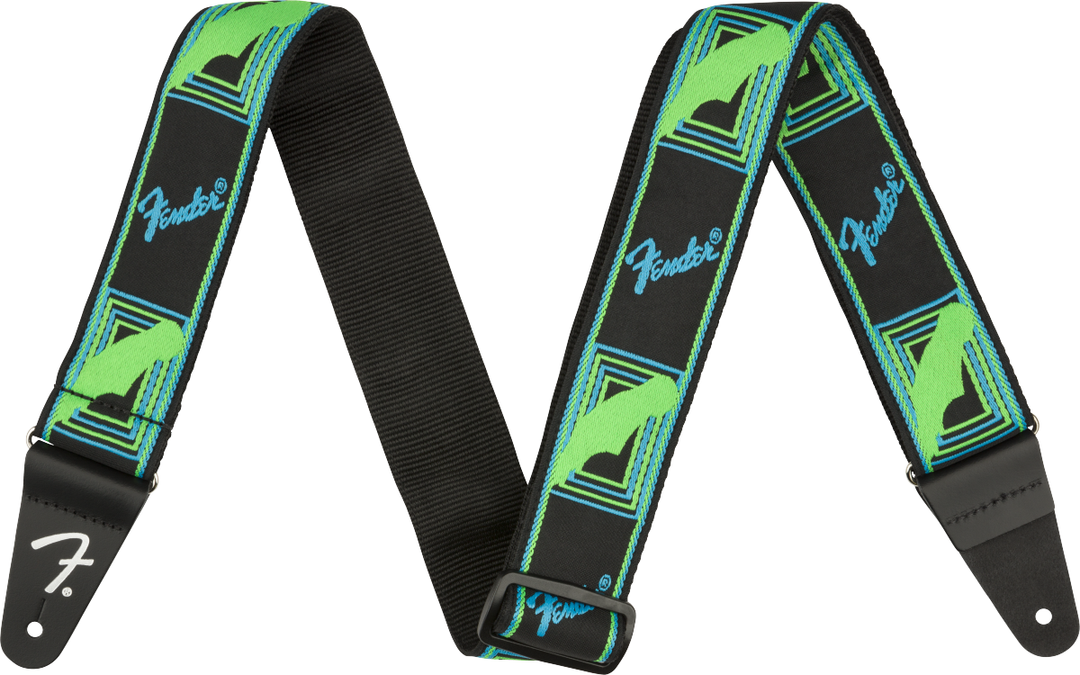 Fender Neon Monogram Strap Green/ Blue - Joondalup Music Centre