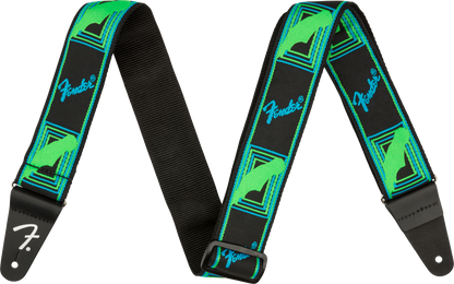 Fender Neon Monogram Strap Green/ Blue - Joondalup Music Centre