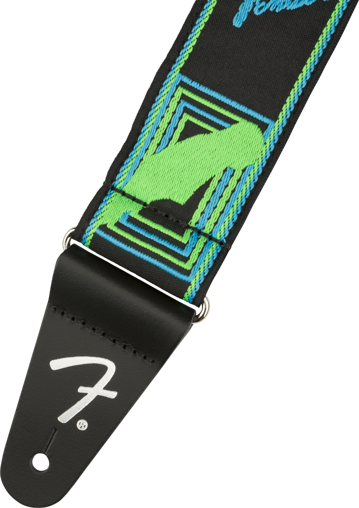 Fender Neon Monogram Strap Green/ Blue - Joondalup Music Centre