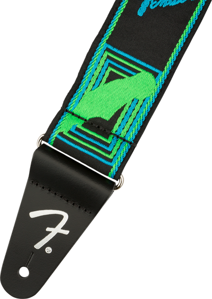 Fender Neon Monogram Strap Green/ Blue - Joondalup Music Centre