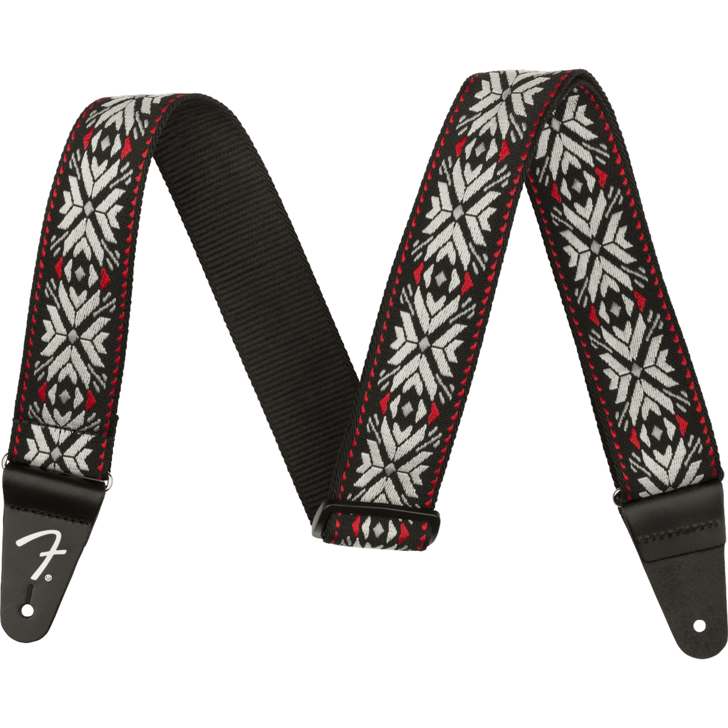 Fender Pasadena Woven Guitar Strap - Red Snowflake - Joondalup Music Centre