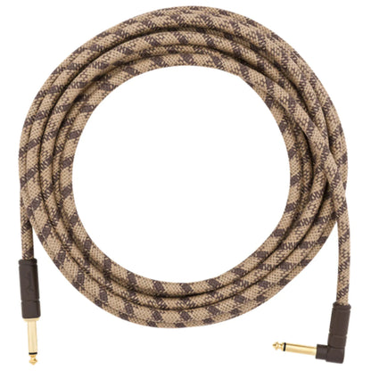 Fender Festival 5.5m (18.6ft) Angled Instrument  Guitar Cable - Pure Hemp Brown