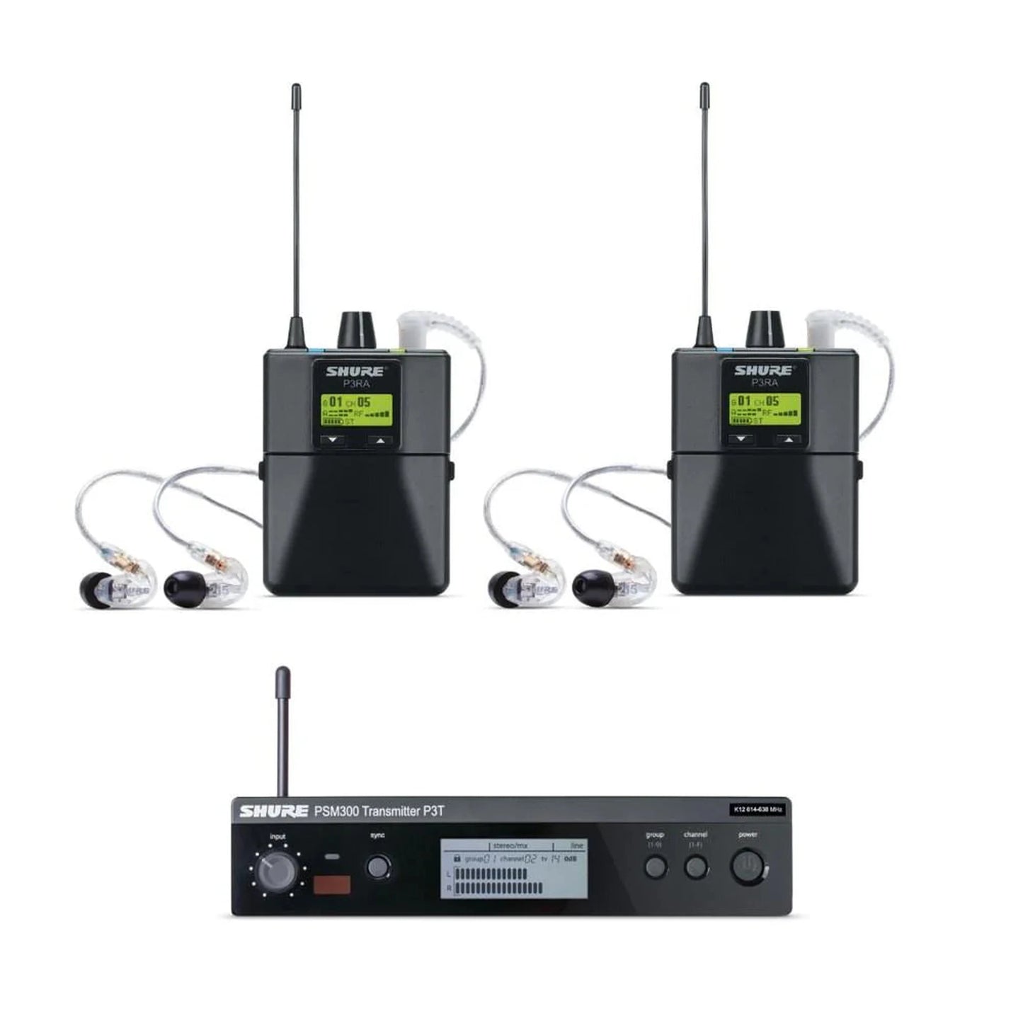 Shure P3TRA215TJ10 PSM300 Twin Wireless System 584-608 MHz Includes 2x P3RA Bodypacks And 2x SE215-CL - CABLES & ADAPTORS - [shop-name]