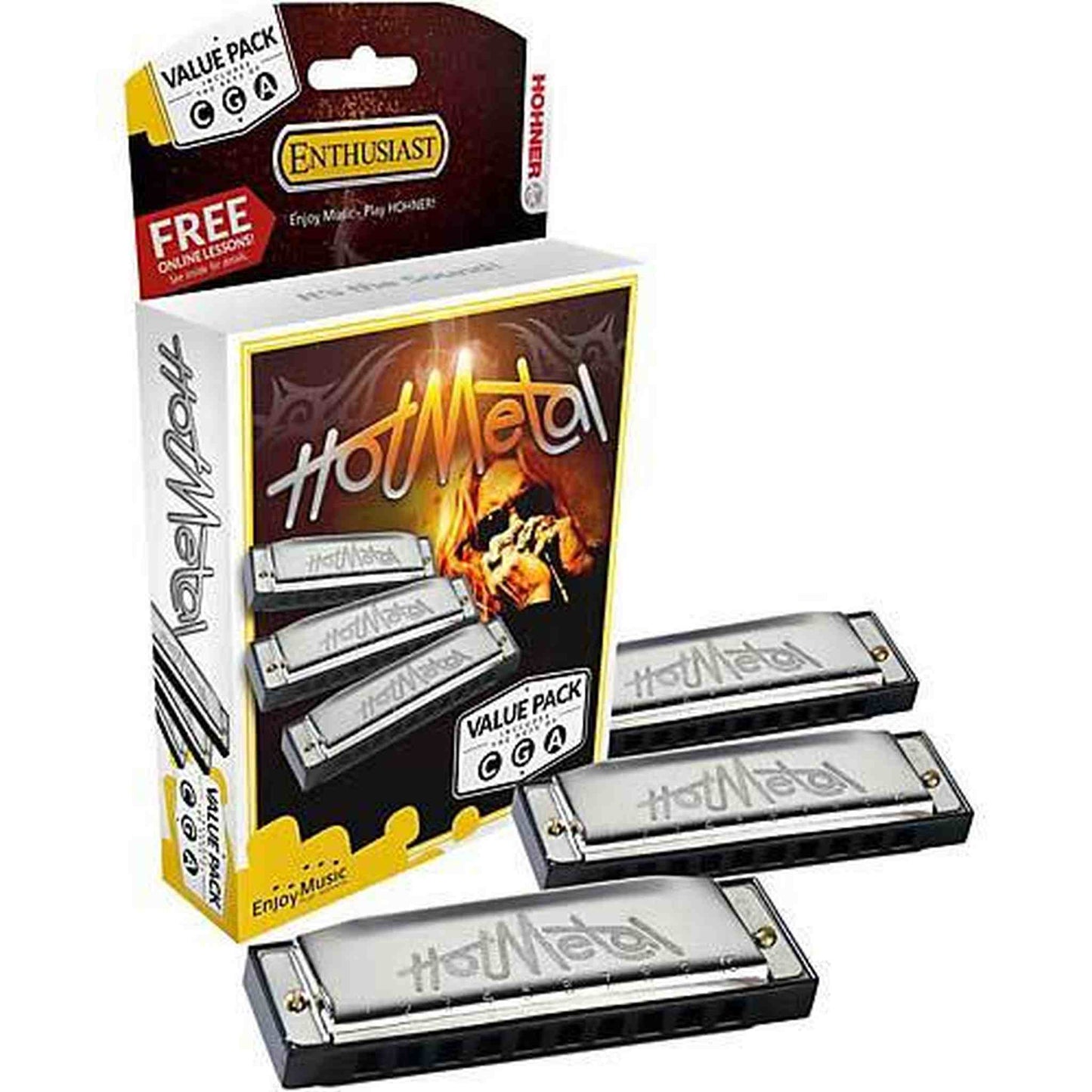 Hohner Hot Metal Harmonica - C/G/A 3 Pack - Joondalup Music Centre