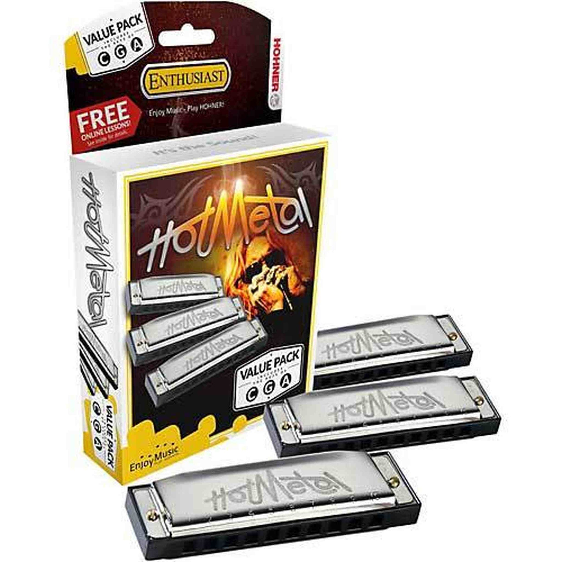 Hohner Hot Metal Harmonica - C/G/A 3 Pack - Joondalup Music Centre