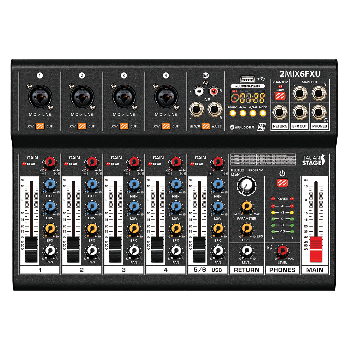 Italian Stage 2MIX6FXU 6-Channel Stereo Mixer - Joondalup Music Centre