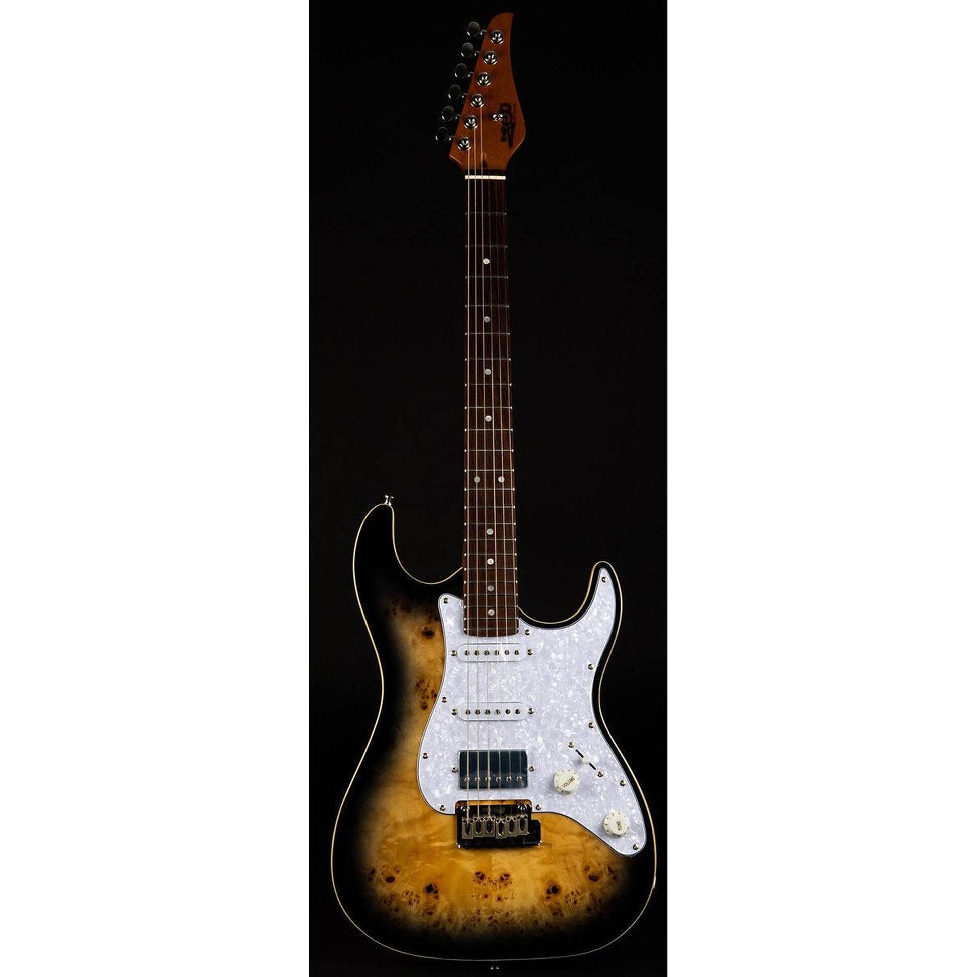 JET JS-450Q HSS STRAT STYLE ELECTRIC GUITAR - TRANSPARENT BROWN FLAME TOP - Joondalup Music Centre