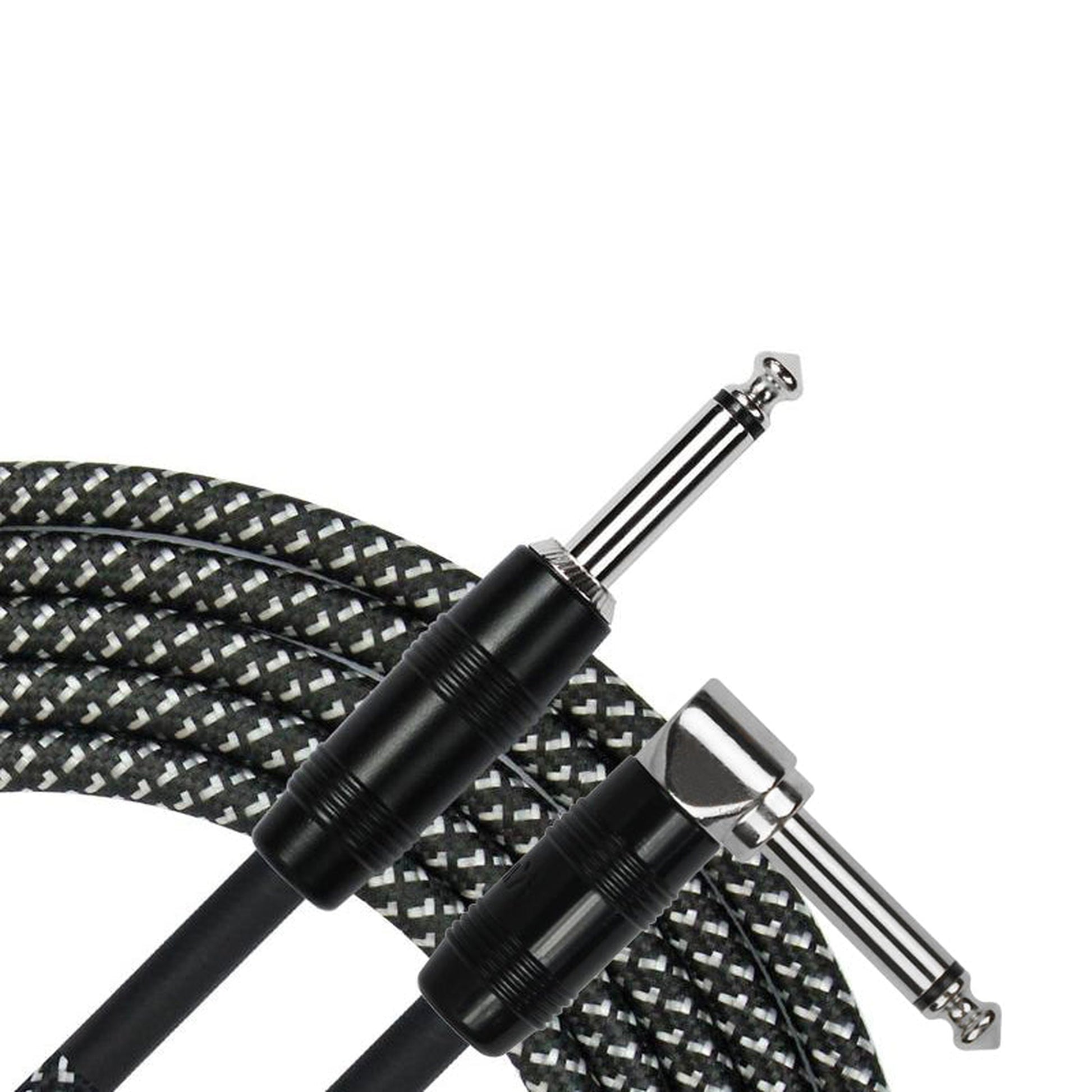 Kirlin IWC202Bk Woven Right Angle Instrument Cable 3m - Black - Joondalup Music Centre