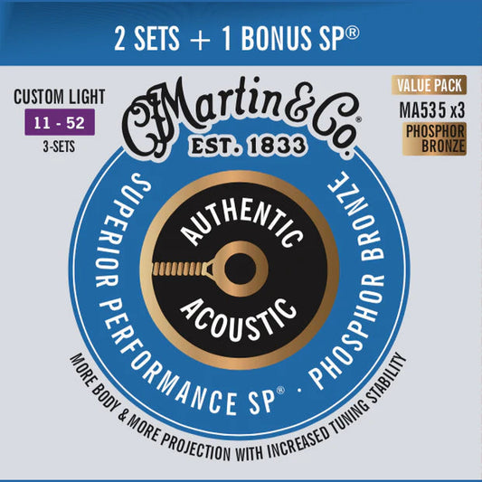 Martin Acoustic SP Phosphor Bronze Guitar Strings 3 Pack - 11-52 - Joondalup Music Centre