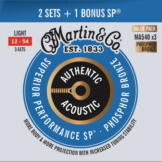 Martin Acoustic SP Phosphor Bronze Guitar Strings 3 Pack - 12-53 - Joondalup Music Centre