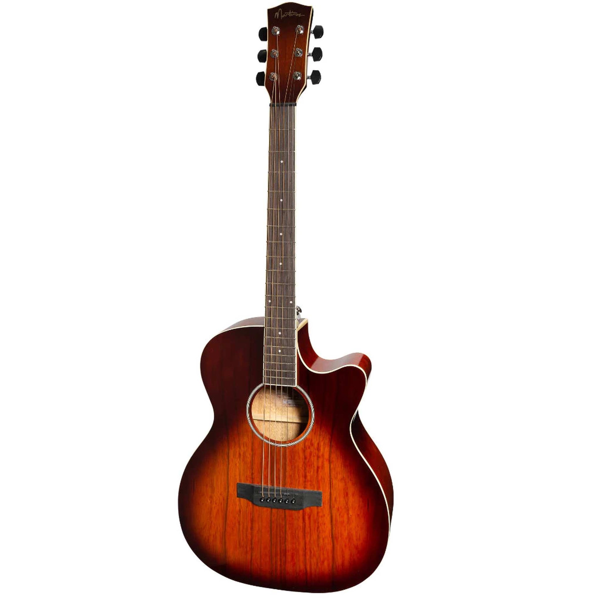 MARTINEZ 31 SERIES DAOWOOD SMALL BODY ACOUSTIC/ ELECTRIC GUITAR - AFRICAN BROWN BURST - Joondalup Music Centre