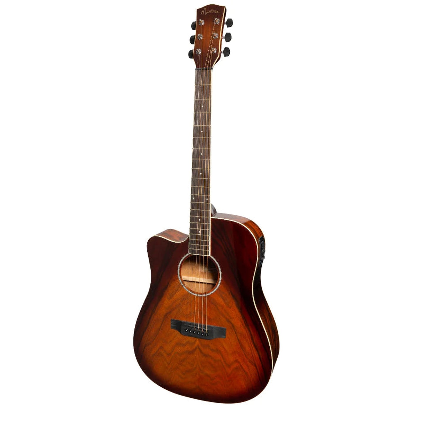 MARTINEZ 31 SERIES SMALL BODY DAOWOOD L/H ACOUSTIC/ ELECTRIC GUITAR - AFRICAN BROWN BURST - Joondalup Music Centre