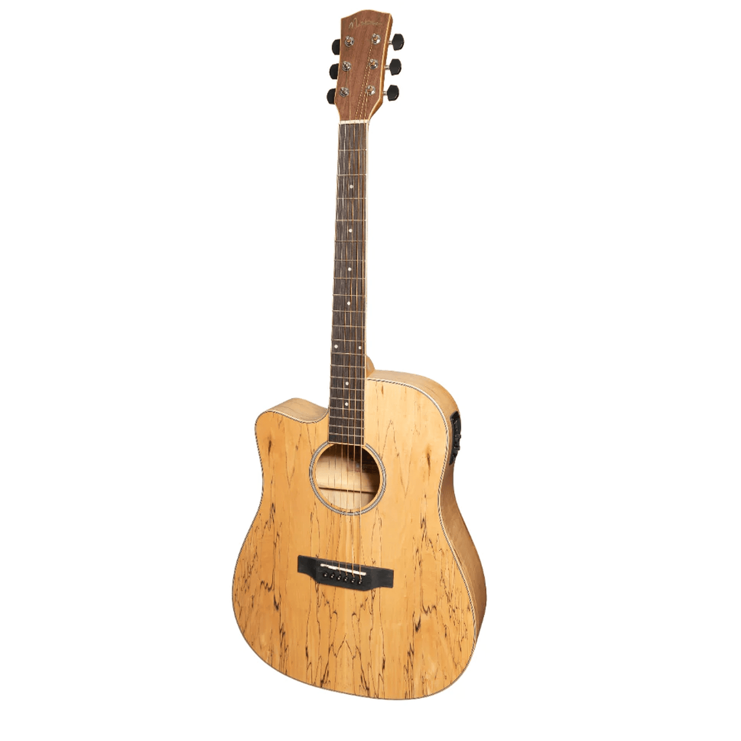 MARTINEZ 31 SERIES SPALTED MAPLE L/H ACOUSTIC/ ELECTRIC GUITAR - NATURAL SATIN - Joondalup Music Centre