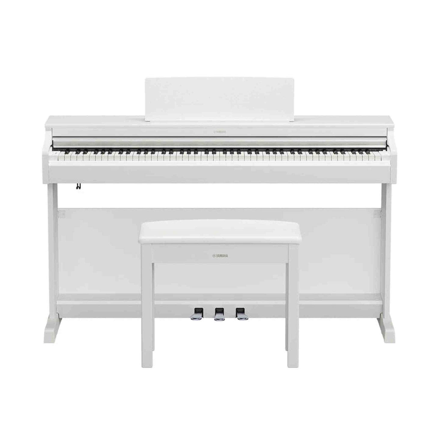 Yamaha YDP-166 ARIUS Series Digital Piano - White front with bench