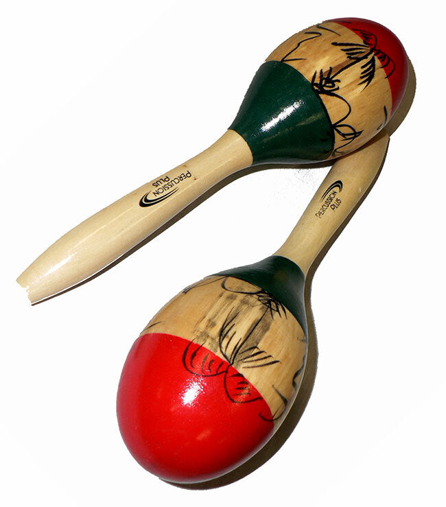 Percussion Plus Wooden Maracas In 3-Tone & Patterned Finish - Joondalup Music Centre