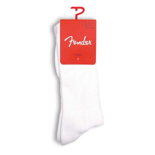 Fender Socks - Classic - Large - White - 3pk - Joondalup Music Centre