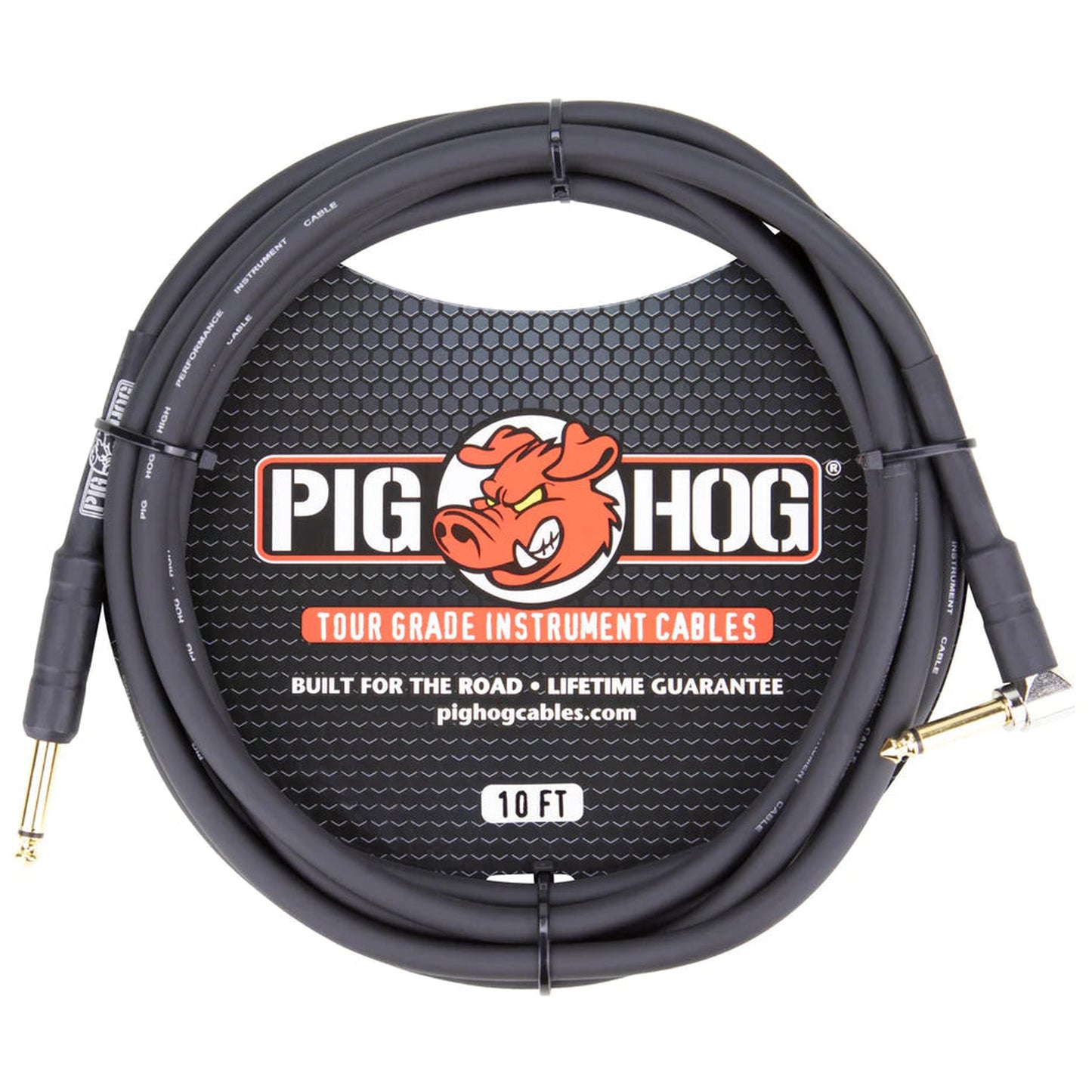 Pig Hog Right Angle Instrument Cable 10ft - Black - Joondalup Music Centre