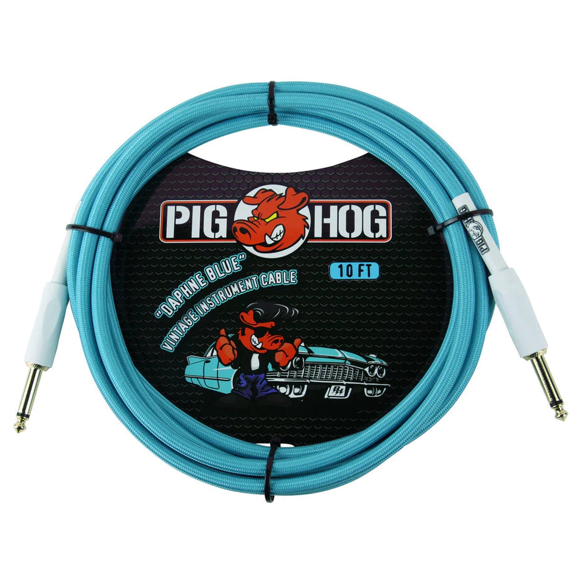 Pig Hog Woven Instrument Cable 3m - Daphne Blue - Joondalup Music Centre