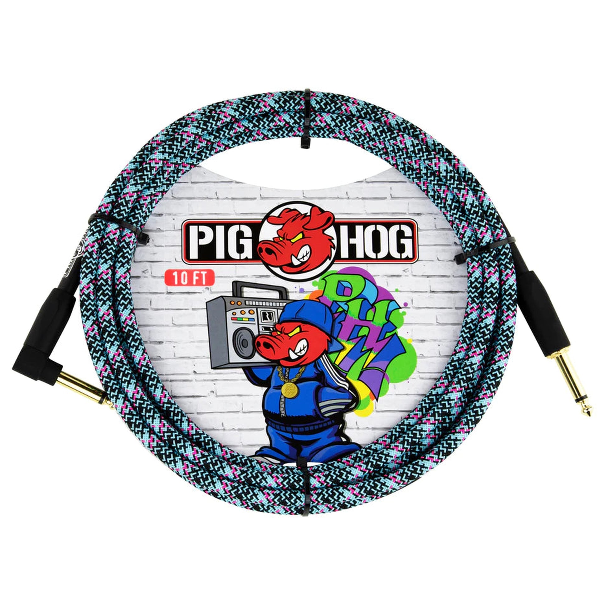 Pig Hog Woven Right Angleinstrument Cable 3m - Blue Graffiti - Joondalup Music Centre