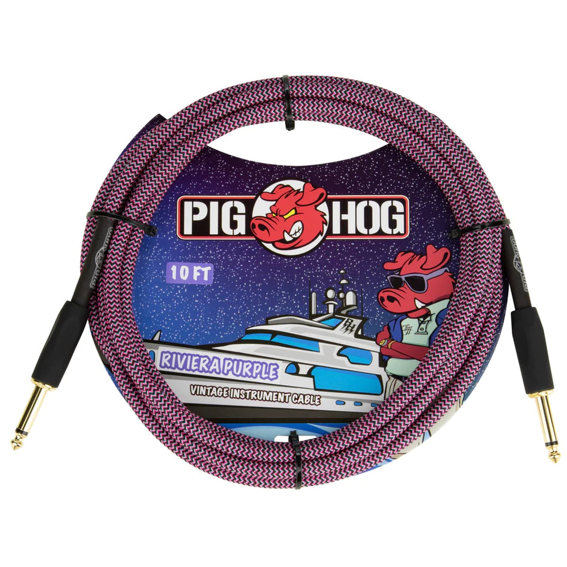 PIG HOG WOVEN INSTRUMENT CABLE 3M - RIVIERA PURPLE - Joondalup Music Centre